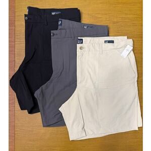 Men’s (3) GAP 8” Tech Shorts, 42; Field Stone, Soft Black, True Black; NWT/EUC
